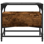 vidaXL Măsuță cafea blat din sticlă stejar fumuriu 50x50x45 cm oțel vidaXL Măsuță cafea blat din sticlă stejar fumuriu 50x50x45 cm oțel