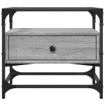 vidaXL Măsuță de cafea cu blat din sticlă gri sonoma 50x50x45 cm oțel