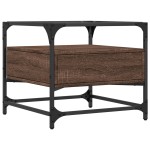 vidaXL Măsuță cafea cu blat din sticlă stejar maro 50x50x45 cm oțel vidaXL Măsuță cafea cu blat din sticlă stejar maro 50x50x45 cm oțel