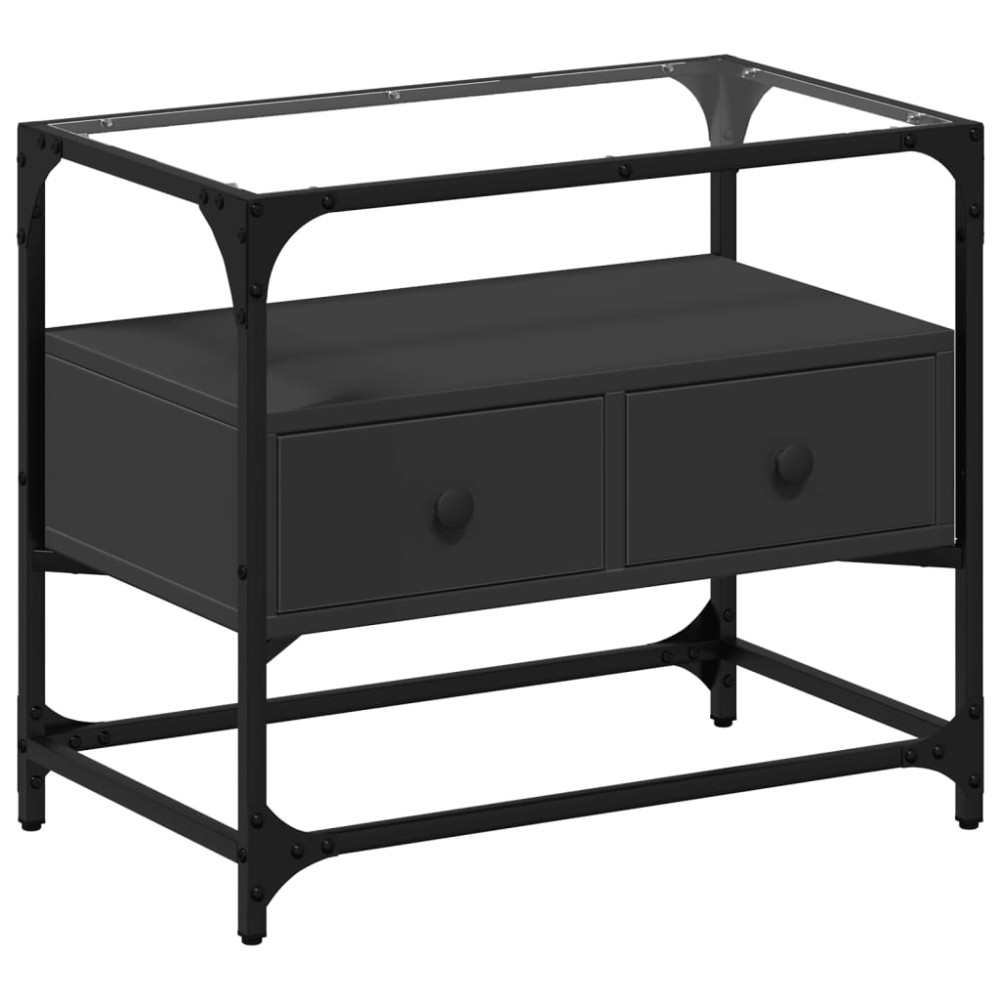 vidaXL Dulap TV blat sticlă, negru, 60x35x51 cm lemn prelucrat