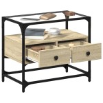 vidaXL Dulap TV blat sticlă, stejar sonoma, 60x35x51 cm lemn prelucrat