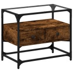 vidaXL Dulap TV blat sticlă stejar fumuriu 60x35x51 cm lemn prelucrat
