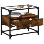 vidaXL Dulap TV blat sticlă stejar fumuriu 60x35x51 cm lemn prelucrat