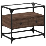vidaXL Dulap TV blat sticlă, stejar maro, 60x35x51 cm lemn prelucrat