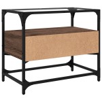 vidaXL Dulap TV blat sticlă, stejar maro, 60x35x51 cm lemn prelucrat