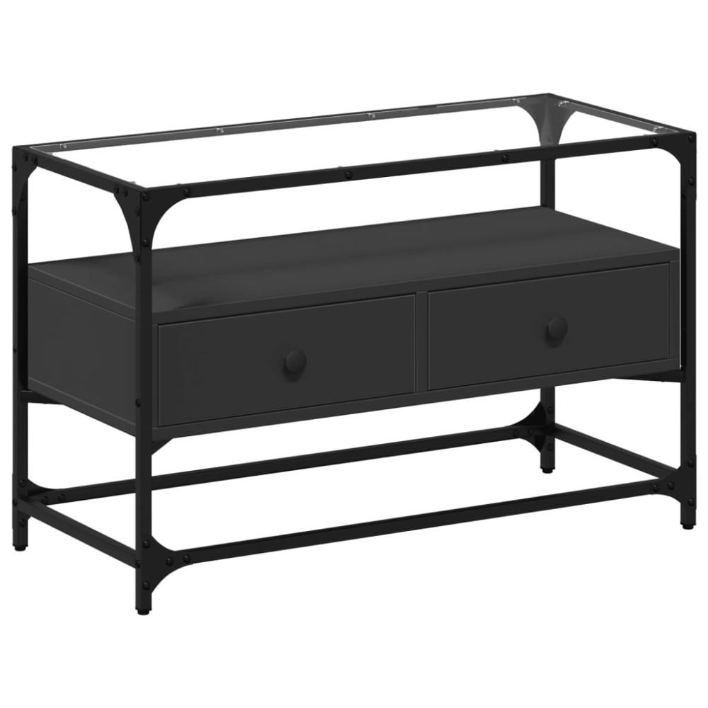 vidaXL Dulap TV blat sticlă, negru, 80x35x51 cm lemn prelucrat