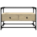vidaXL Dulap TV blat sticlă, stejar sonoma, 80x35x51 cm lemn prelucrat