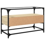 vidaXL Dulap TV blat sticlă, stejar sonoma, 80x35x51 cm lemn prelucrat
