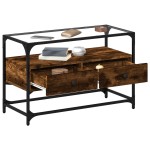 vidaXL Dulap TV blat sticlă stejar fumuriu 80x35x51 cm lemn prelucrat
