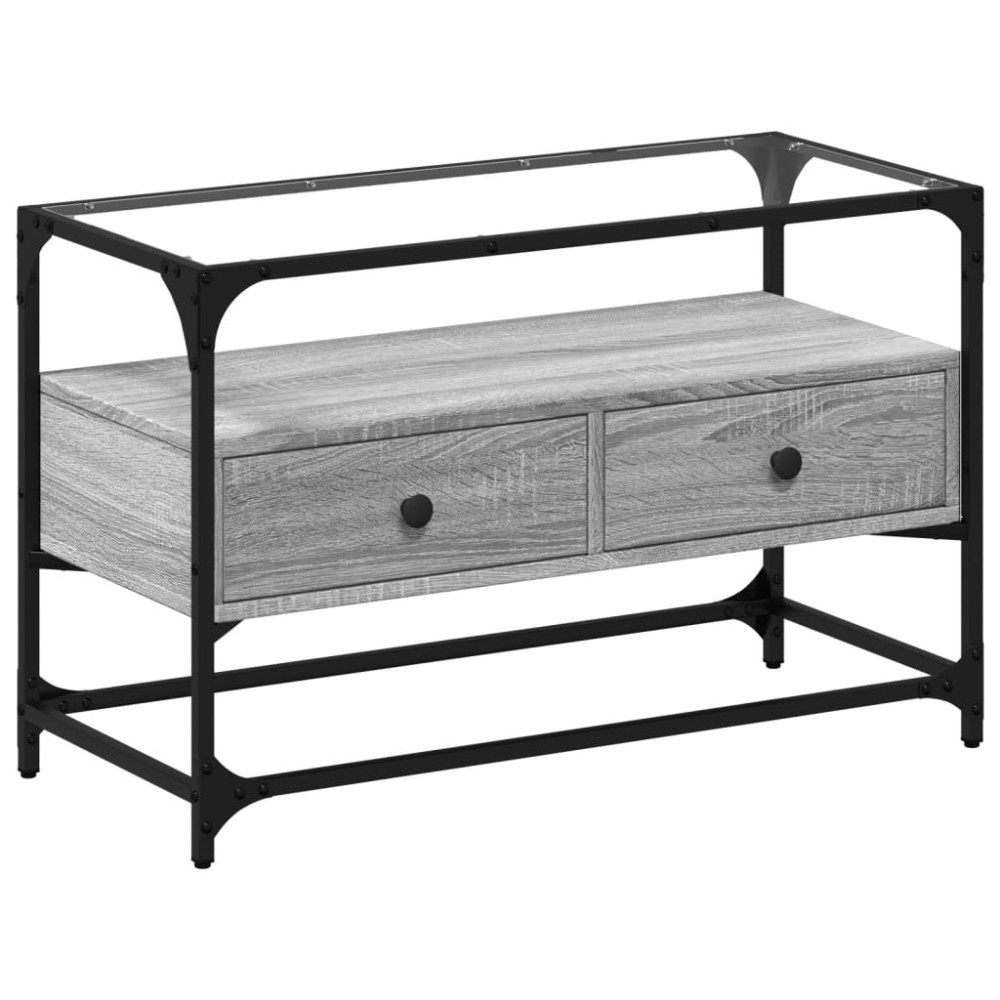 vidaXL Dulap TV blat sticlă, gri sonoma, 80x35x51 cm lemn prelucrat