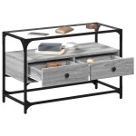 vidaXL Dulap TV blat sticlă, gri sonoma, 80x35x51 cm lemn prelucrat