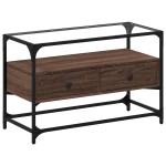 vidaXL Dulap TV blat sticlă, stejar maro, 80x35x51 cm lemn prelucrat