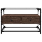 vidaXL Dulap TV blat sticlă, stejar maro, 80x35x51 cm lemn prelucrat