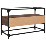 vidaXL Dulap TV blat sticlă, stejar maro, 80x35x51 cm lemn prelucrat