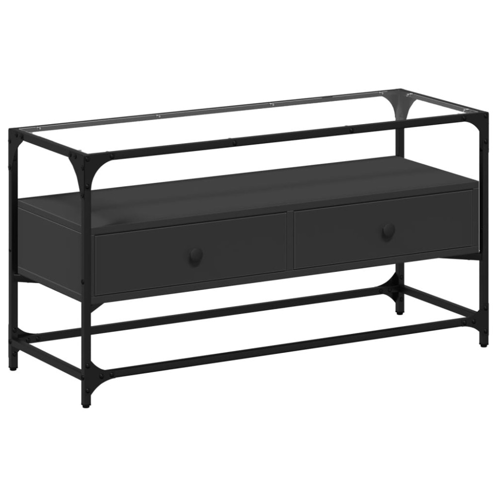 vidaXL Dulap TV blat sticlă, negru, 98x35x51 cm lemn prelucrat