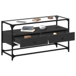 vidaXL Dulap TV blat sticlă, negru, 98x35x51 cm lemn prelucrat