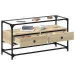vidaXL Dulap TV blat sticlă, stejar sonoma, 98x35x51 cm lemn prelucrat