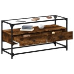 vidaXL Dulap TV blat sticlă stejar fumuriu 98x35x51 cm lemn prelucrat