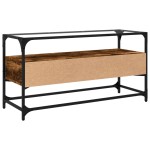 vidaXL Dulap TV blat sticlă stejar fumuriu 98x35x51 cm lemn prelucrat