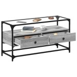 vidaXL Dulap TV blat sticlă, gri sonoma, 98x35x51 cm lemn prelucrat