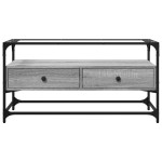 vidaXL Dulap TV blat sticlă, gri sonoma, 98x35x51 cm lemn prelucrat