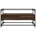 vidaXL Dulap TV blat sticlă, stejar maro, 98x35x51 cm lemn prelucrat