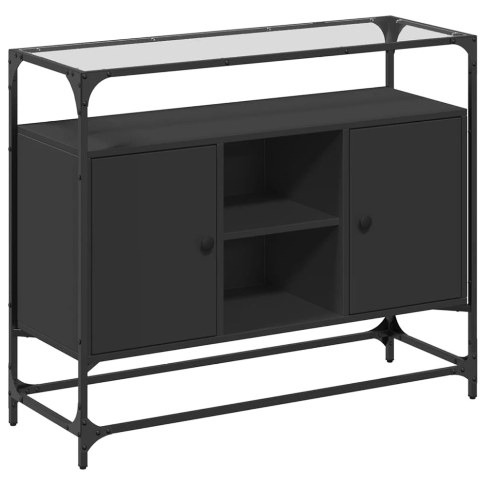 vidaXL Dulap, blat din sticlă negru 98x35x81 cm lemn prelucrat