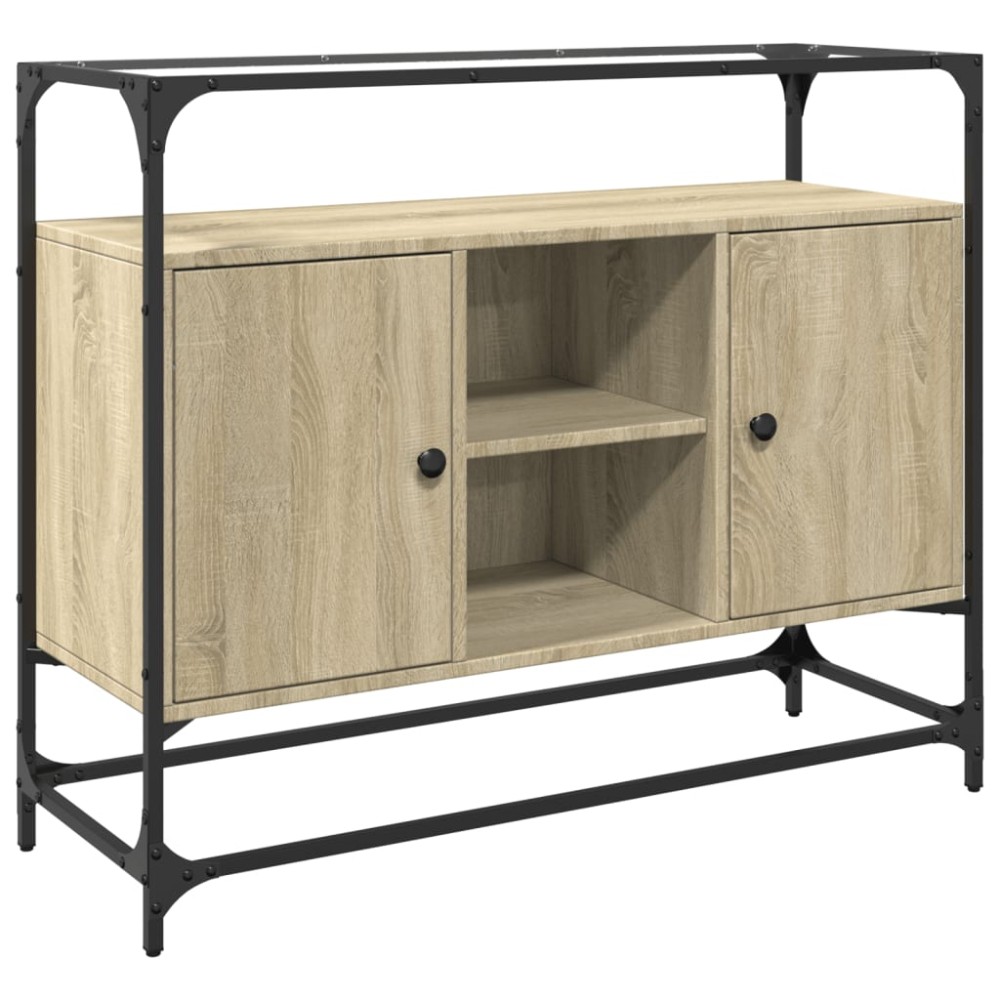 vidaXL Dulap, blat din sticlă stejar sonoma 98x35x81 cm lemn prelucrat