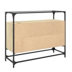 vidaXL Dulap, blat din sticlă stejar sonoma 98x35x81 cm lemn prelucrat