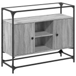 vidaXL Dulap, blat din sticlă gri sonoma 98x35x81 cm lemn prelucrat vidaXL Dulap, blat din sticlă gri sonoma 98x35x81 cm lemn prelucrat