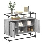 vidaXL Dulap, blat din sticlă gri sonoma 98x35x81 cm lemn prelucrat vidaXL Dulap, blat din sticlă gri sonoma 98x35x81 cm lemn prelucrat
