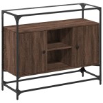 vidaXL Dulap, blat din sticlă stejar maro 98x35x81 cm lemn prelucrat