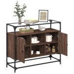 vidaXL Dulap, blat din sticlă stejar maro 98x35x81 cm lemn prelucrat