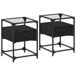 vidaXL Noptiere, 2 buc., negru, 40x40x55 cm, lemn prelucrat vidaXL Noptiere, 2 buc., negru, 40x40x55 cm, lemn prelucrat