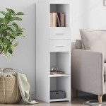 vidaXL Dulap înalt, alb, 30x42,5x124 cm, lemn prelucrat vidaXL Dulap înalt, alb, 30x42,5x124 cm, lemn prelucrat