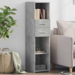 vidaXL Dulap înalt, gri beton, 30x42,5x124 cm, lemn prelucrat vidaXL Dulap înalt, gri beton, 30x42,5x124 cm, lemn prelucrat