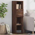 vidaXL Dulap înalt, stejar maro, 30x42,5x124 cm, lemn prelucrat vidaXL Dulap înalt, stejar maro, 30x42,5x124 cm, lemn prelucrat
