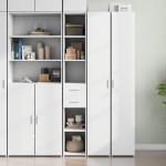 vidaXL Dulap înalt, alb, 30x42,5x185 cm, lemn prelucrat vidaXL Dulap înalt, alb, 30x42,5x185 cm, lemn prelucrat