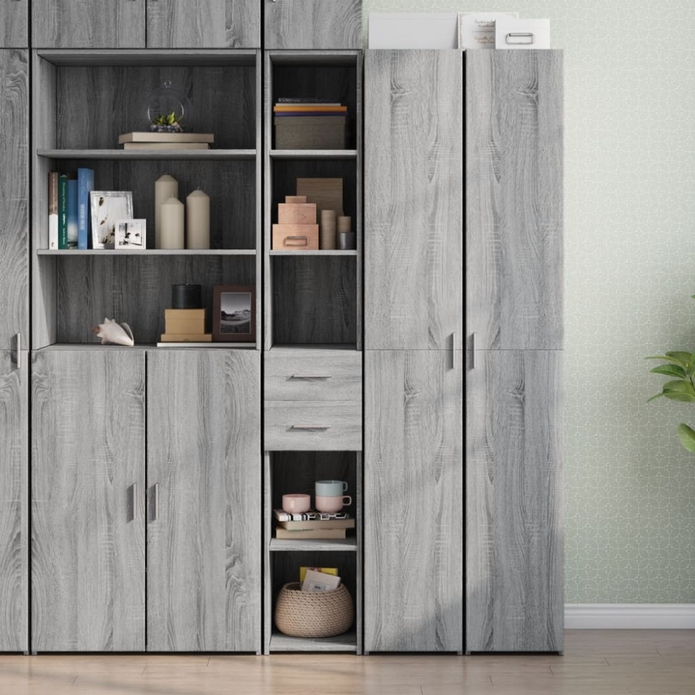 vidaXL Dulap înalt, gri sonoma, 30x42,5x185 cm, lemn prelucrat