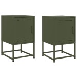 vidaXL Noptiere, 2 buc., verde olive, 36x39x60,5 cm, oțel vidaXL Noptiere, 2 buc., verde olive, 36x39x60,5 cm, oțel