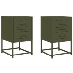 vidaXL Noptiere, 2 buc., verde olive, 36x39x60,5 cm, oțel vidaXL Noptiere, 2 buc., verde olive, 36x39x60,5 cm, oțel