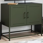 vidaXL Dulap TV, verde măsliniu, 68,5x39x60,5 cm, oțel vidaXL Dulap TV, verde măsliniu, 68,5x39x60,5 cm, oțel