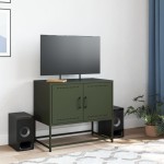 vidaXL Dulap TV, verde măsliniu, 68,5x39x60,5 cm, oțel vidaXL Dulap TV, verde măsliniu, 68,5x39x60,5 cm, oțel