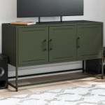 vidaXL Dulap TV, verde măsliniu, 100,5x39x60,5 cm, oțel vidaXL Dulap TV, verde măsliniu, 100,5x39x60,5 cm, oțel