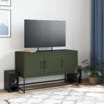 vidaXL Dulap TV, verde măsliniu, 100,5x39x60,5 cm, oțel vidaXL Dulap TV, verde măsliniu, 100,5x39x60,5 cm, oțel