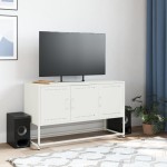 vidaXL Dulap TV, alb, 100,5x39x60,5 cm, oțel vidaXL Dulap TV, alb, 100,5x39x60,5 cm, oțel