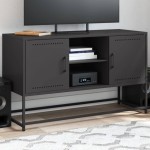 vidaXL Dulap TV, negru, 68,5x39x60,5 cm, oțel vidaXL Dulap TV, negru, 68,5x39x60,5 cm, oțel