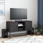 vidaXL Dulap TV, negru, 68,5x39x60,5 cm, oțel vidaXL Dulap TV, negru, 68,5x39x60,5 cm, oțel