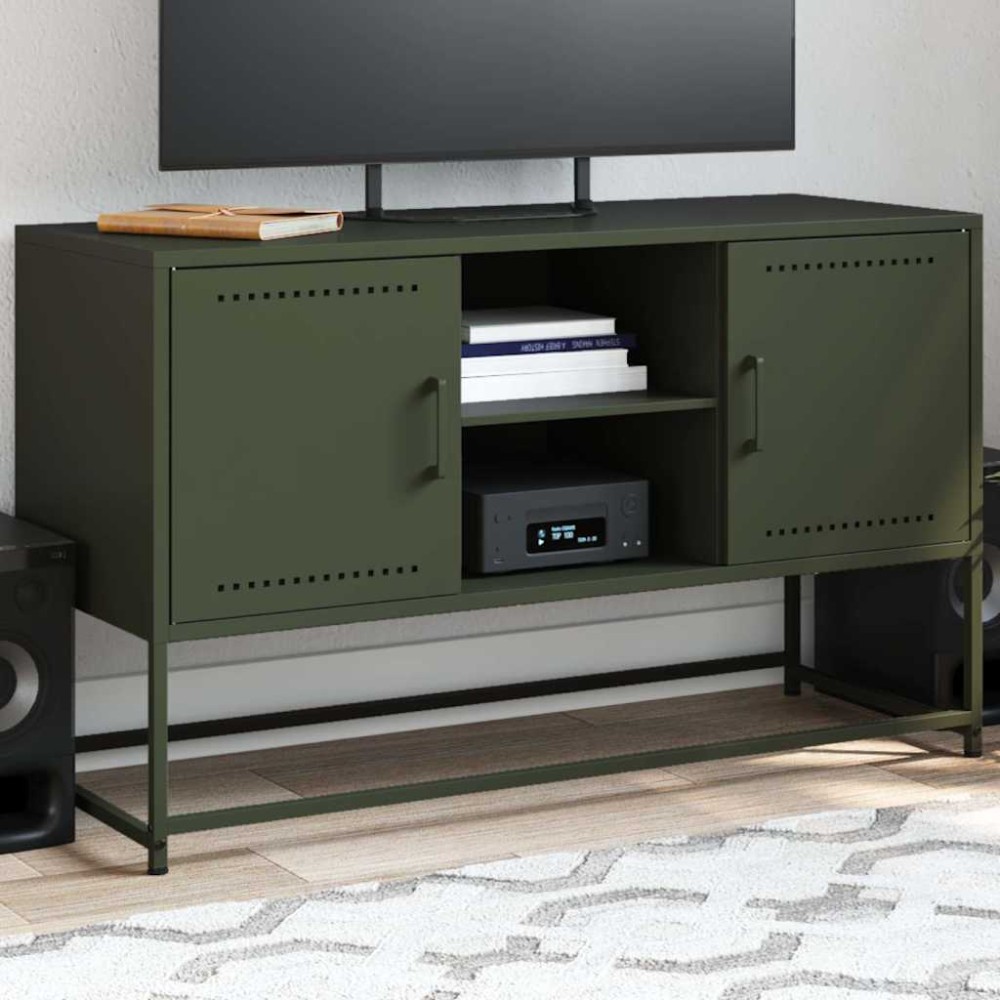vidaXL Dulap TV, verde măsliniu, 100,5x39x60,5 cm, oțel