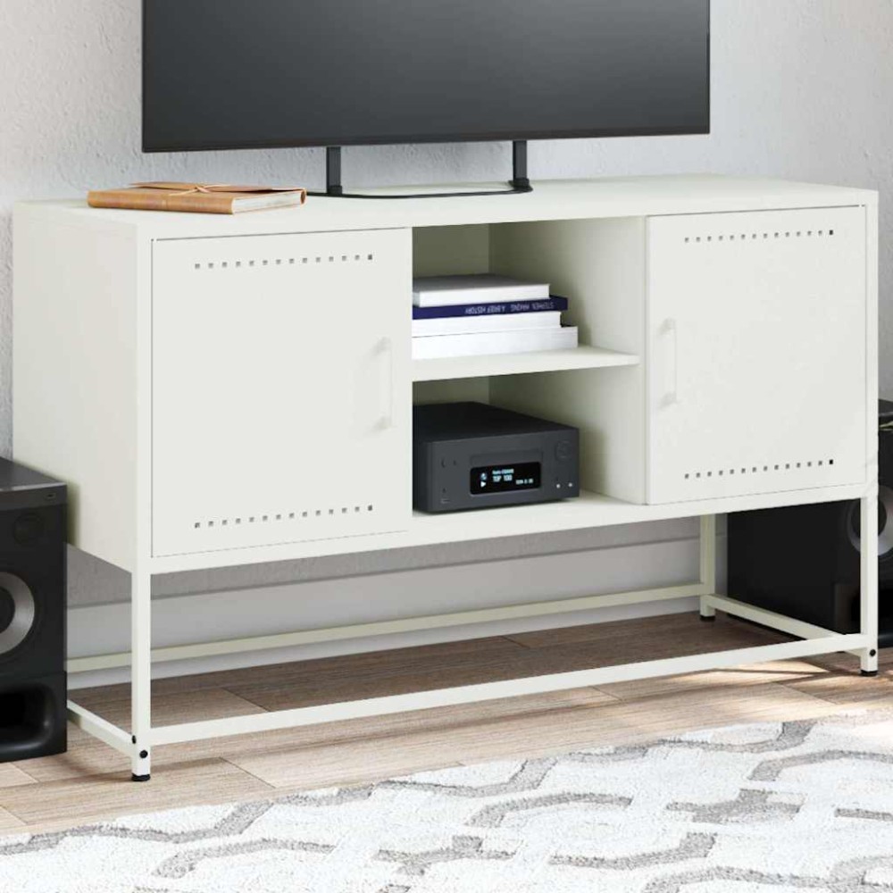 vidaXL Dulap TV, alb, 100,5x39x60,5 cm, oțel